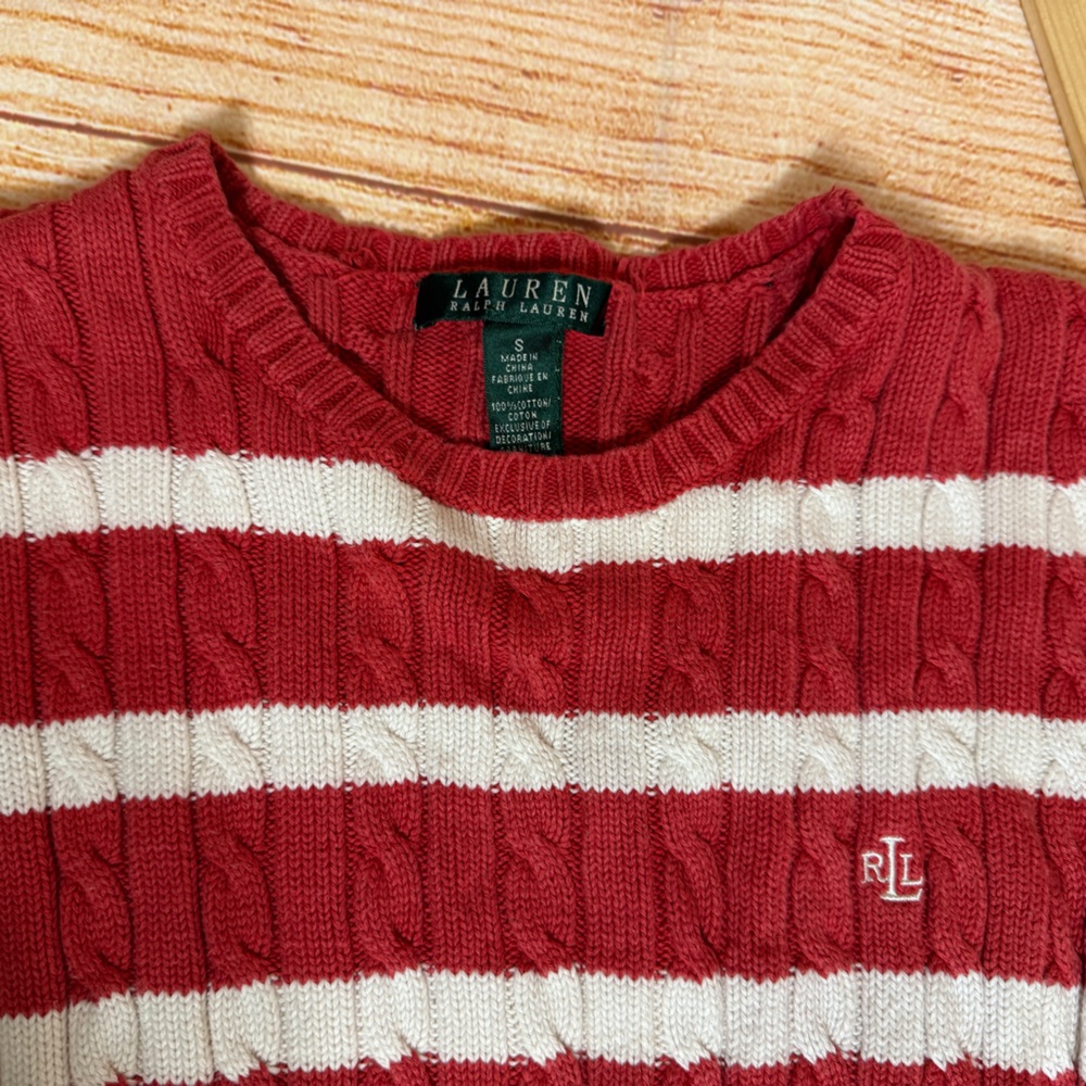 Lauren Ralph Lauren Cable Knit Long Sleeve Sweater‎ Size Small FLAWED